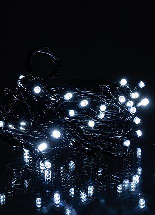Гирлянда нитка 50 led 6 м черная, белый свет, 8 режимов, влагозащита для дома и улицы
