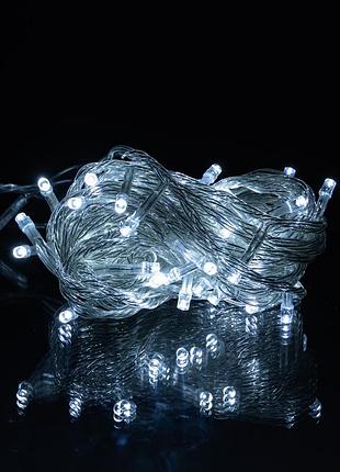 Гирлянда нитка 50 led 6 м белый свет, прозрачный кабель — праздничная светодиодная гирлянда для декора дома