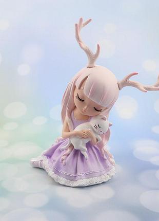 Аниме фигурка девочка олень . статуэтка deer girl. фигурка девочка с рогами оленя yousf