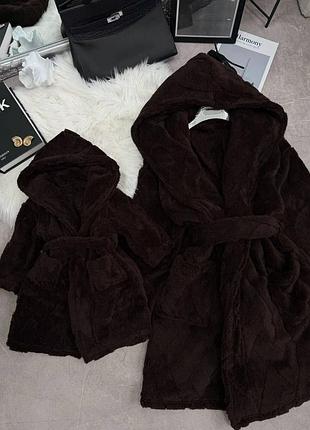 Жіночий та дитячий домашній теплий махровий халат