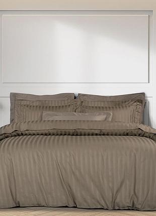 Постельное белье khaki elite сатин страйп meriset - семейный на резинке двуспальный