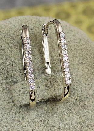 Серьги xuping jewelry квадратная дорожка камни посредине 2.7 см серебристые