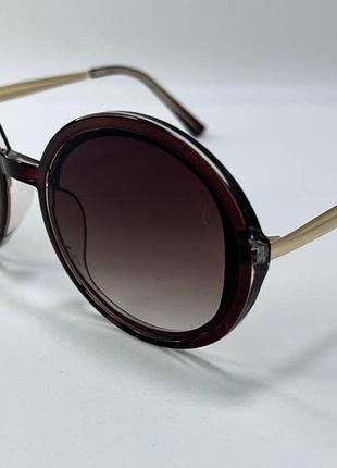 Очки солнцезащитные женские круглые с линзами градиент в пластиковой оправе тонкие металлические дужки