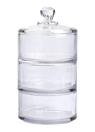 Цукерниця триярусна скляна ø 10 см з кришкою hp-yh-22