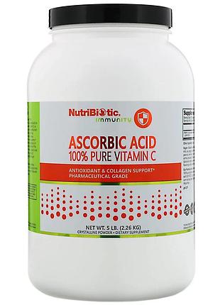 Nutribiotic, immunity, аскорбиновая кислота, 100% чистый витамин c, кристаллический порошок, 2.26 кг (5
