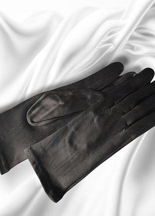 Женские трикотажные эластичные перчатки черного цвета wg002/1