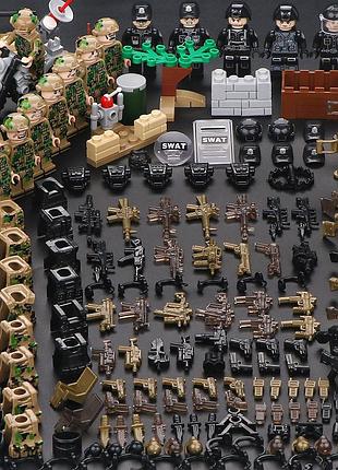 Конструктор фігурки чоловічки військові спецназ солдатики swat зі зброєю та мотоциклом