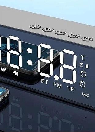 Портативная bluetooth колонка с часами, радио и термометром