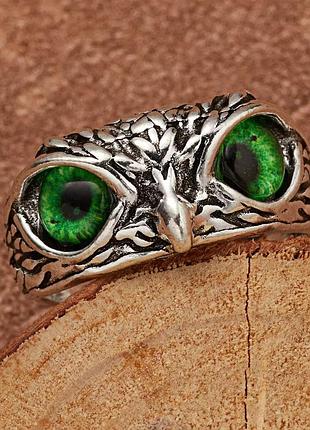 Каблучка сова з зеленими очима, розмір 15,