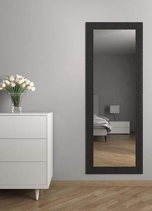 Дзеркало на стіну чорне 176х66 у пластиковій рамі прямокутні, дзеркало у широкій багетній рамі навісне