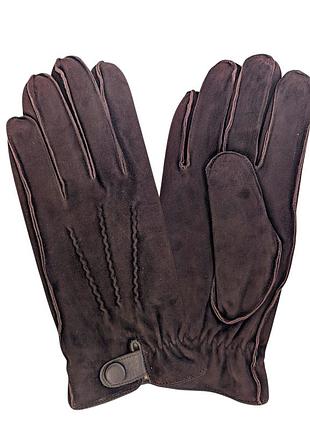 Мужские коричневые замшевые перчатки с наружным швом и подкладкой из шерсти 1109 mwz 9.5
