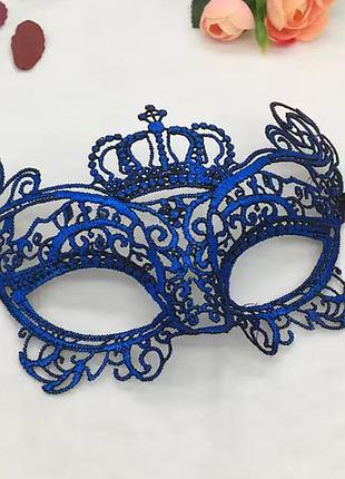 Венеціанська маскарадна маска для обличчя one size синій