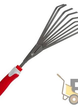 Грабли веерные садовые 230 мм*100 мм с комбинированной рукояткой intertool ft-0031
