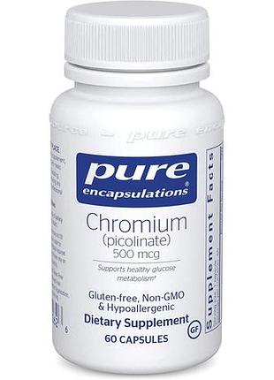 Хром (пиколинат), chromium (picolinate), pure encapsulations, для поддержки здорового метаболизма липидов и