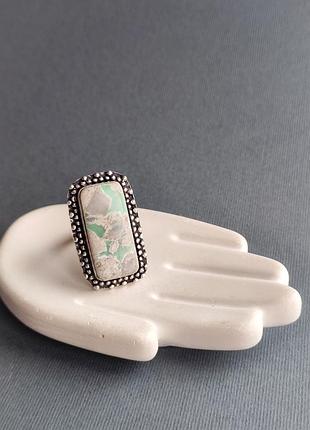 Кільце натуральний варісцит багет. варисцит перстень. каблучка з варісциту. розмір 18. індія.