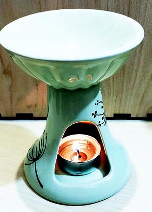 Аромалампа сатурн салатовая с черными одуванчиками / аромалампа сатурн салатовая с черными одуванчиками