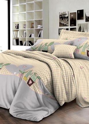 Постільна білизна ранфорс кактусове серце двоспальний євро
