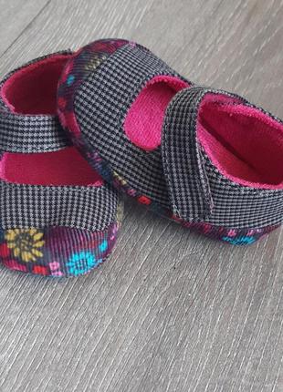 Пінетки балетки на липучці текстиль вік 0-3 міс
