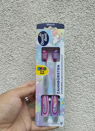 Набір дитячих зубних щіток dontodent kids 2 шт (3–6 років) – м’які щетинки, космічний дизайн, присоски