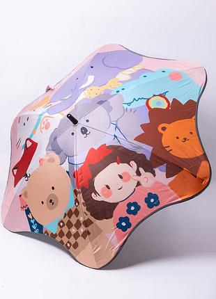 Зонт детский механический элегантный с принтом прочный надежный из полиэстера диаметр 90 см фиолетовый hp-23-13v