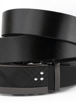 Ремень мужской с ромбами на пряжке vintage 20291 черный