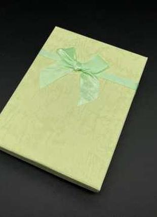 Коробки подарункові з салатовим бантиком. колір салатовий мрамор. 12х16х3см / коробки подарункові з салатовим