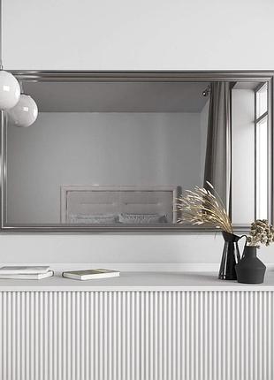 Настенные зеркала в багетной раме 68х138 на всю стену навесное, зеркало настенное серебристого цвета красивое