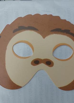 Детская маска обезьяна из картона 22 на 13 см коричневый