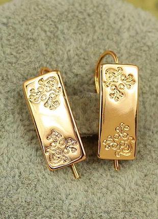 Серьги xuping jewelry пластина с росписью 1,7 см золотистые