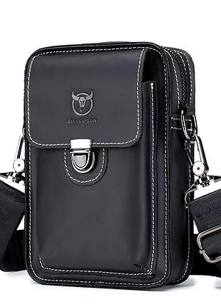 Стильная мужская сумка-мессенджер из кожи crazy horse – элегантность и удобство в одном аксессуаре. черная