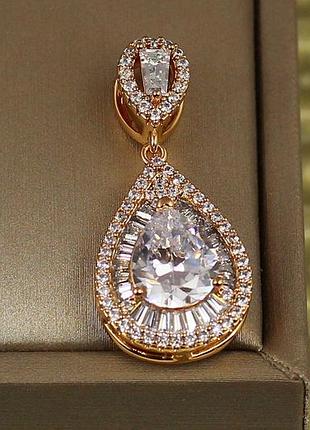 Кулон xuping jewelry марсел"єза з білим каменем для тоненького ланцюга 3 см золотистий