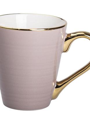 Кружка фарфоровая с золотым ободком и позолоченной ручкой 320 (мл) кремовая rx-n240624cr
