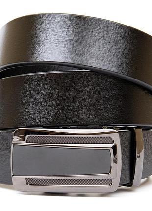 Ремень мужской с темной пряжкой автомат vintage 20295 черный