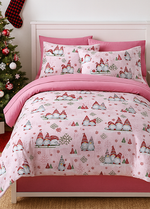 Постільні комплекти з турецького ранфорсу - рожеві гноми, 100% бавовна!