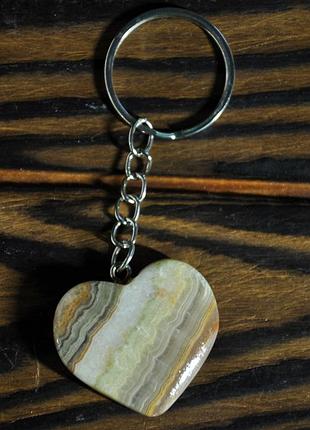 Брелок сердце из камня - оникс, 3.5 х 3.5 см (цвет, как на фото)