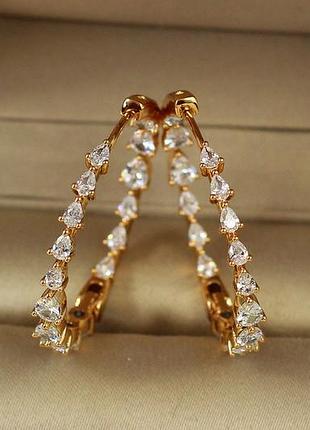 Сережки кільця xuping jewelry фонтан 3 см золотисті