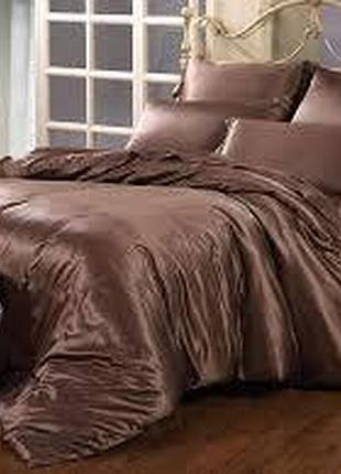 Постельное белье шелковый атлас brown семейный