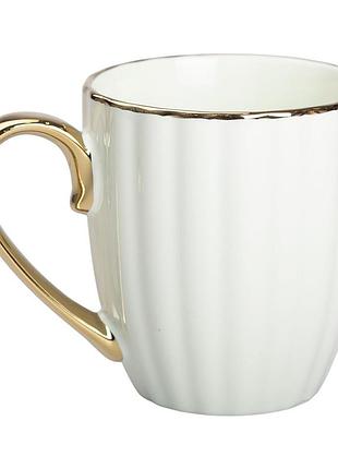 Кружка фарфоровая с золотым ободком и золотой ручкой 420 (мл) мятный rx-n240629m