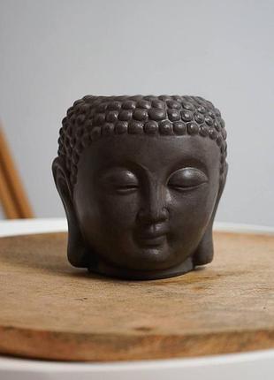 Cоевая свеча с эфирными аромамаслами в гипсовом кашпо будда 9.5х10.5см orgazmiс