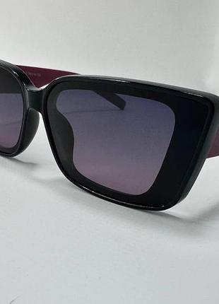 Очки солнцезащитные женские пластиковые прямоугольные широкие дужки поляризационные линзы черно-красный