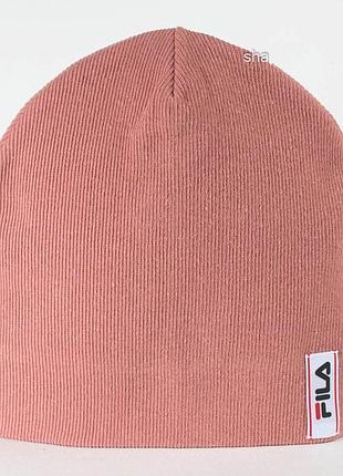 Шапочка хлопковая бини трикотажная унисекс персиковая