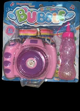 Генератор мыльных пузырей в виде фотоаппарата на батарейках abc camera bubble розовый