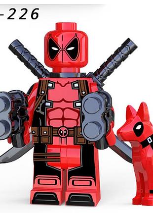 Фигурка красный дедпул с двумя мечами и собакой супергерои marvel 1 шт
