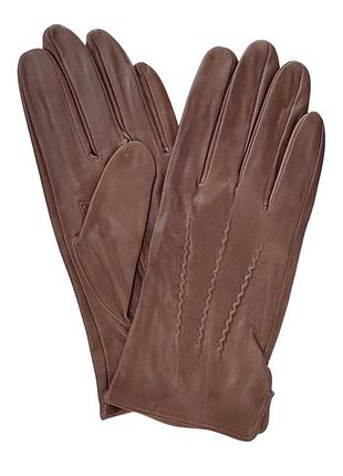 Шкіряні коньячні (темно-рудичі) чоловічі рукавички без підкладки pitas 1007 9.5