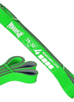 Эспандер-петля powerplay pp_4116, зеленая, латекс, сопротивление 16–32 кг – для фитнеса и кроссфита