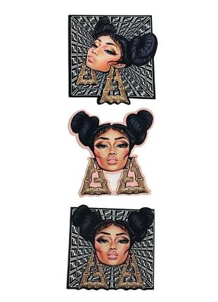 #handmade великі патчі-стікери nicki minaj x fendi для одягу набором