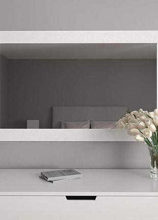 Зеркало в белой раме прямоугольные 156х66 в коридор, навесное красивое зеркало для ванных комнат стильное