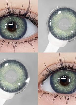 Кольорові лінзи для очей зелені sydney (пара) + контейнер для зберігання в подарунок