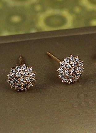Серьги гвоздики xuping jewelry снежки 7 мм золотистые