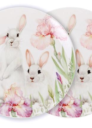 Набір з 2 тарілок lefard кролик в ірисах 20.5 см 924-798 порцеляна